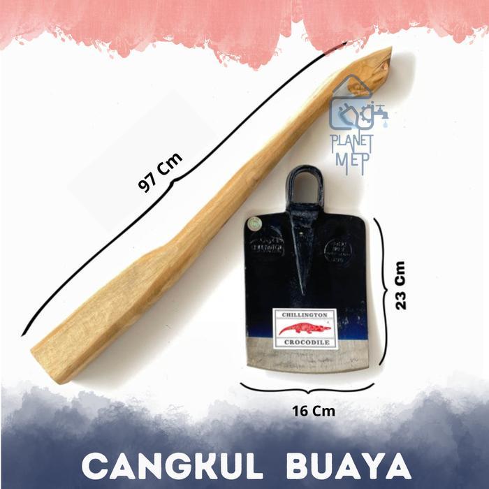 Kepala Cangkul Pacul Besar Cap Buaya / Crocodile + Gagang Cangkul ASLI