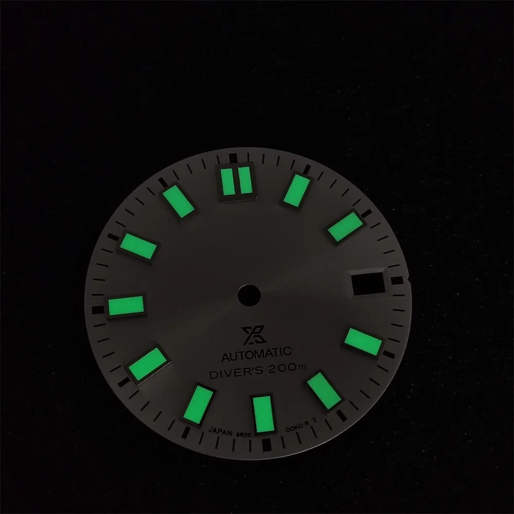 Tripods SPB149J1 Parts 28.5mm Dial NH35 Watch Dial with Green Luminous for SKX007 Tripods Hilegu-SE