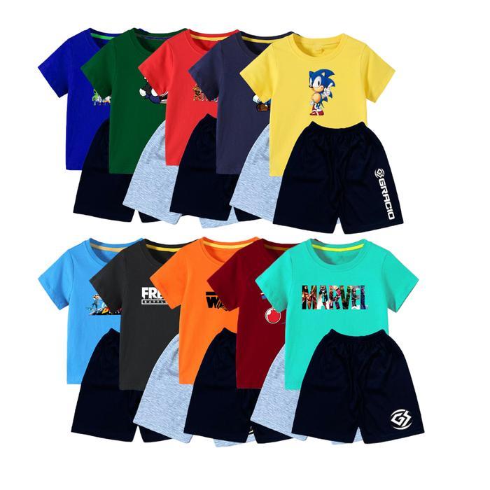 Paket Stelan Anak Cowok Paket Usaha Stelan Kaos Anak Baju Celana Baju Celana 5pc