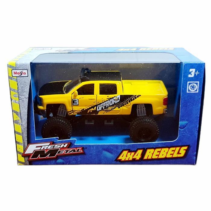 Maisto Diecast 4x4 Rebels Chevrolet Silverado 1500 Z71 Skala 1/52 Mainan Anak Fresh Metal Series