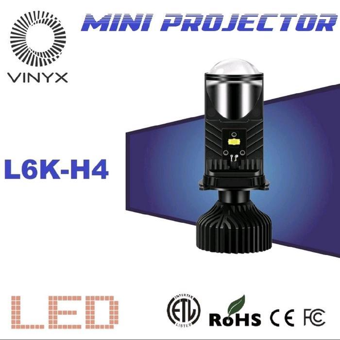 Lampu Utama Headlamp Projector Mini H4 L6K Vinyx Motor Mobil