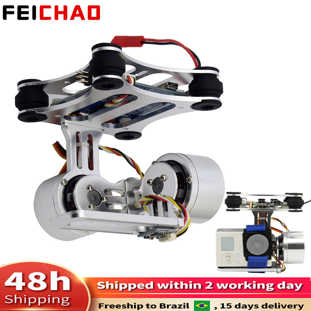 ALUMINUM 2-AXIS BRUSHLESS GIMBAL CAMERA MOUNT CONTROLLER FOR GOPRO 3 4 5 6 7 8 SJCAM YI FOR OSMO