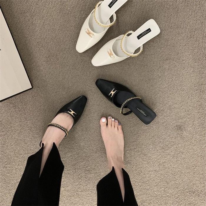 Promo 36-40 Sandal Slop Wanita Hitam Elegant Premium Sendal Tutup Depan Mule Sepatu Selop Mules