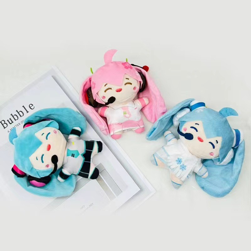 13cm Hatsune Miku Double Ponytail Rotation Plush Doll Bag Pendants Ornaments Decoration Plush Dolls