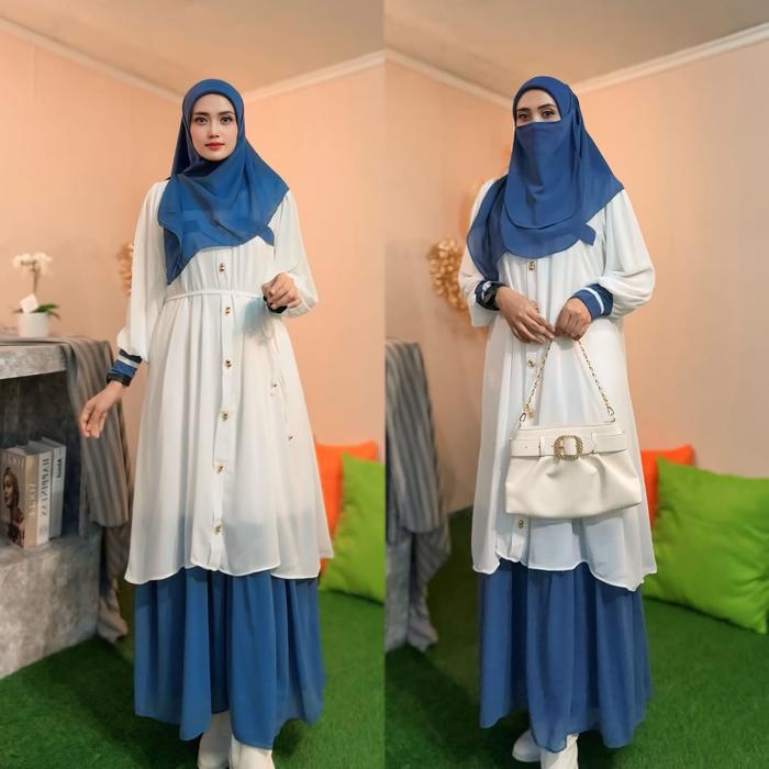 Parayou- Gamis Malay Set Hijab Segi Empat Dan Cadar Muslim Remaja Nyaman Abay Wudhu Frandly Ceruty