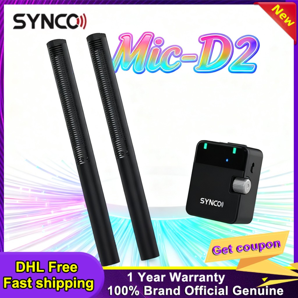 SYNC0 D2 Mic D2 20 Hz to 20 kHz Wireless Hypercardioid Shotgun Microphone with Built-In Bass Boost