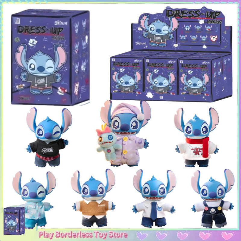Disney Stitch Dress Up Show Series Blind Box Vinyl Face Doll Anime Figures Desktop Ornaments Model
