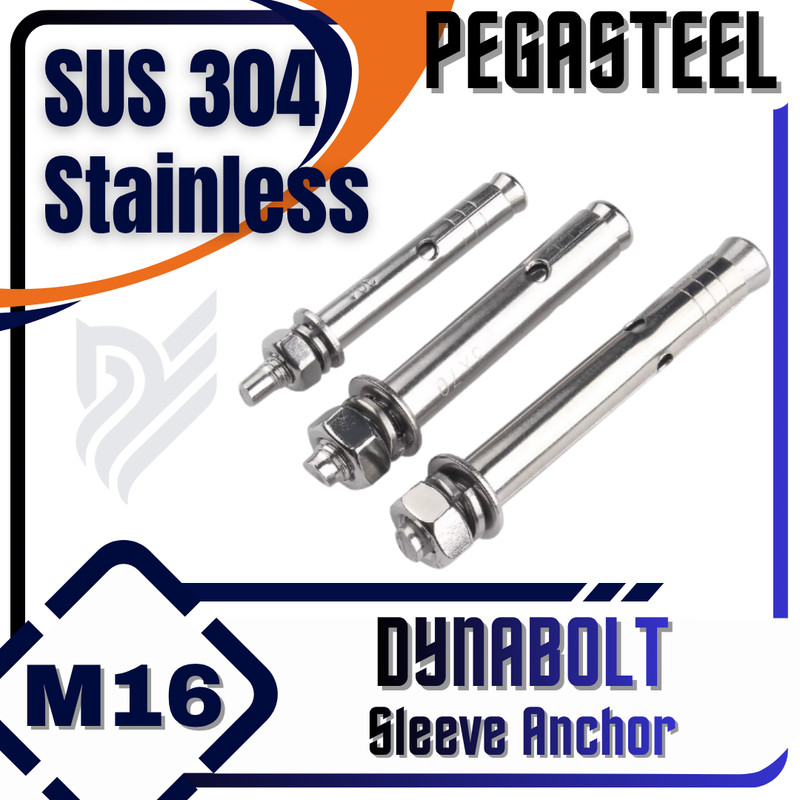 PEGASTEEL - Dynabolt / Dinabol / Baut Beton / Sleeve Anchor (Stainless SS) M16