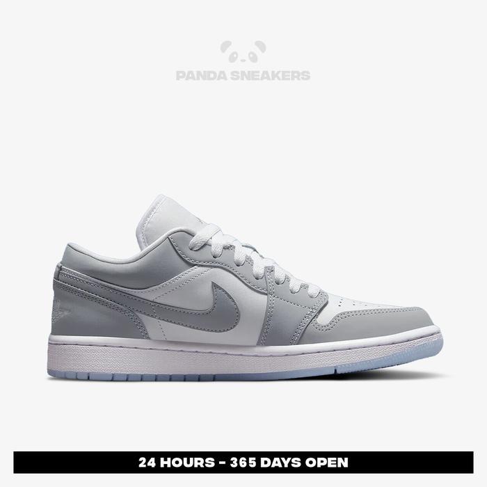 Sepatu Air Jordan 1 Low White Wolf Grey Aluminum Authentic