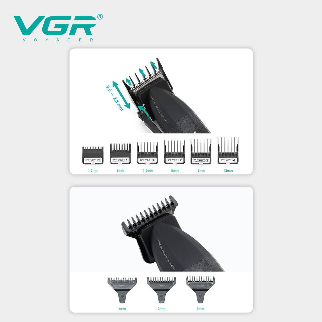VGR Hair Trimmer Professional Clipper Adjustable Hair Cut Machine Electric Clipper 9000 RPM Cordless