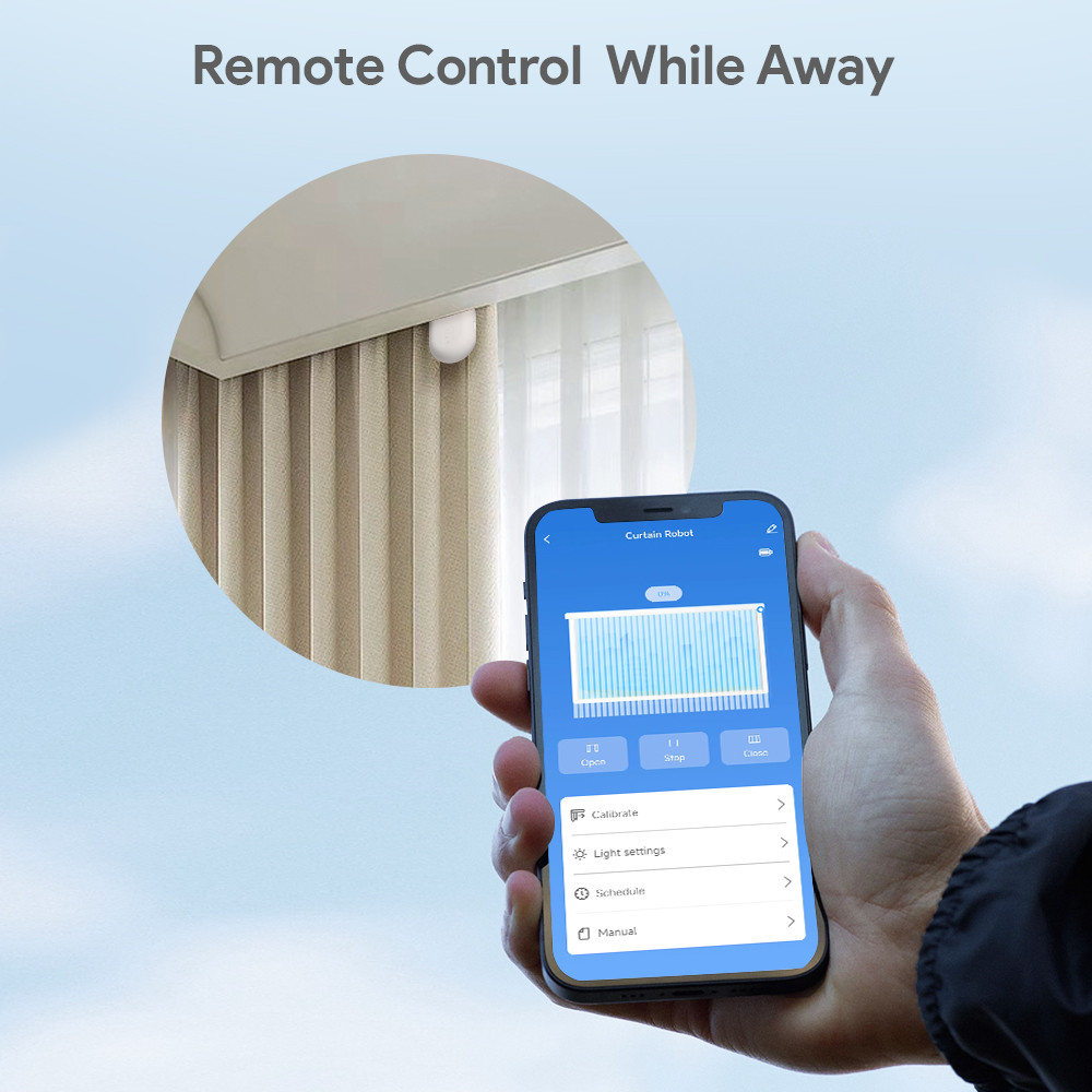 Tuya Robot Curtain Motor with Hooks Bluetooth/Zigbee Smart Curtain Pusher Robot Tuya Rail Curtain