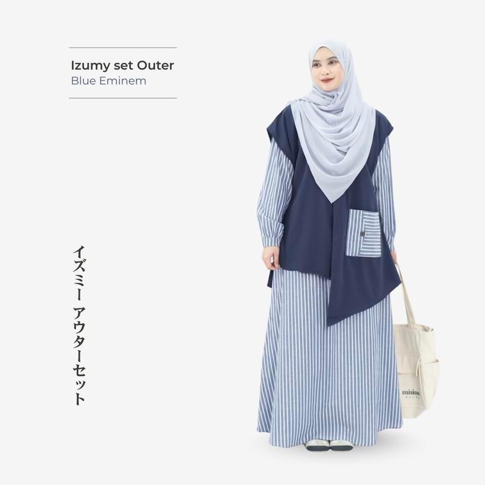 Mininos Izumy Set Outer Strip Muslimah Kekinian Pasti Ori