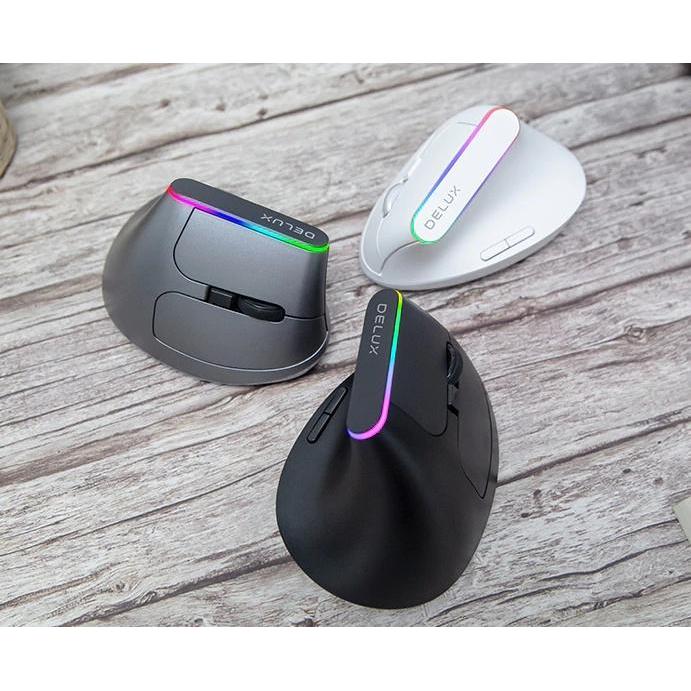 Delux M618C M618DB Dual Mode Bluetooth Wireless Vertical Mouse Silent