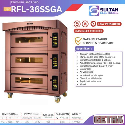 GETRA Premium Gas Oven RFL-36SSGA / RFL 36SSGA / RFL36SSGA Premium Oven Gas 3 Deck 6 Tray