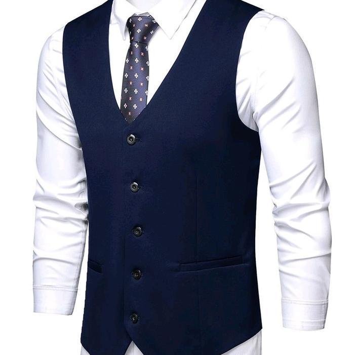Rompi Formal Pria / Vest Formal Pria / Rompi Pria Polos Casual Hitam Navy Pasti Ori