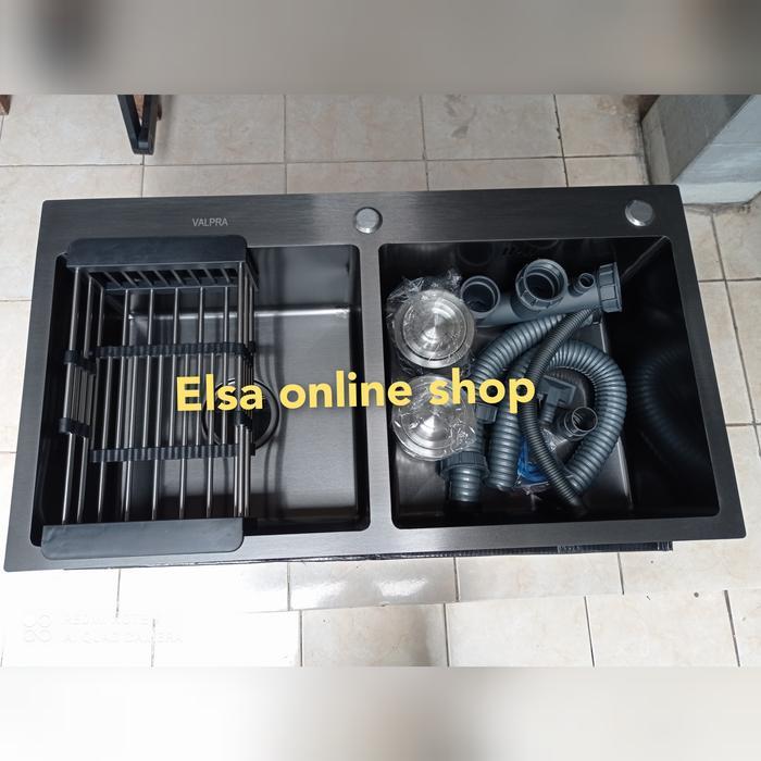 Kitchen Sink Black 8245 VALPRA/Kitchen Sink Hitam 2 Lubang