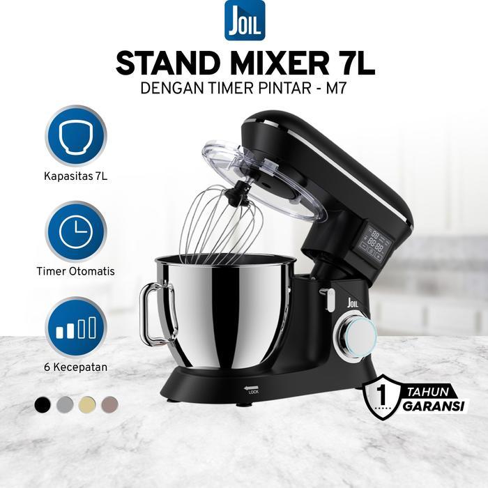 TERLARIS Joil Stand Mixer 7 Liter dengan Timer Off 6 Speed Mangkuk Stainless Steel Lengkap dengan 3