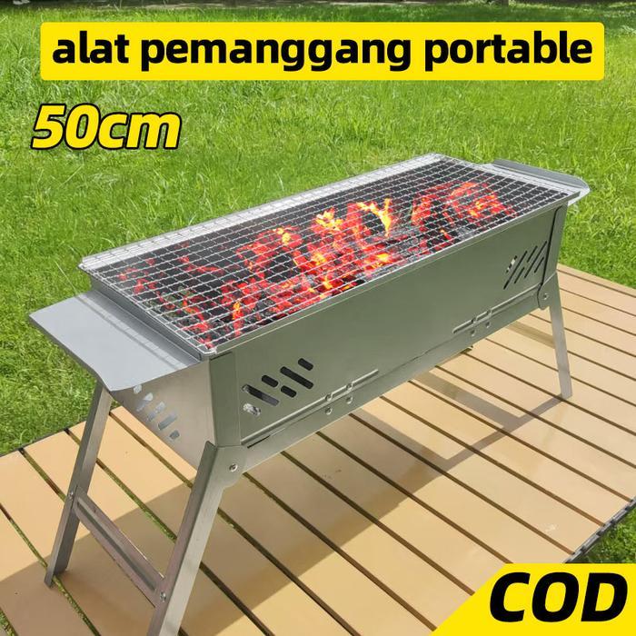 Alat Panggangan BBQ Arang Portable Lipat ikan sosis ayam sate bakso bakar Cocok untuk Keluarga &