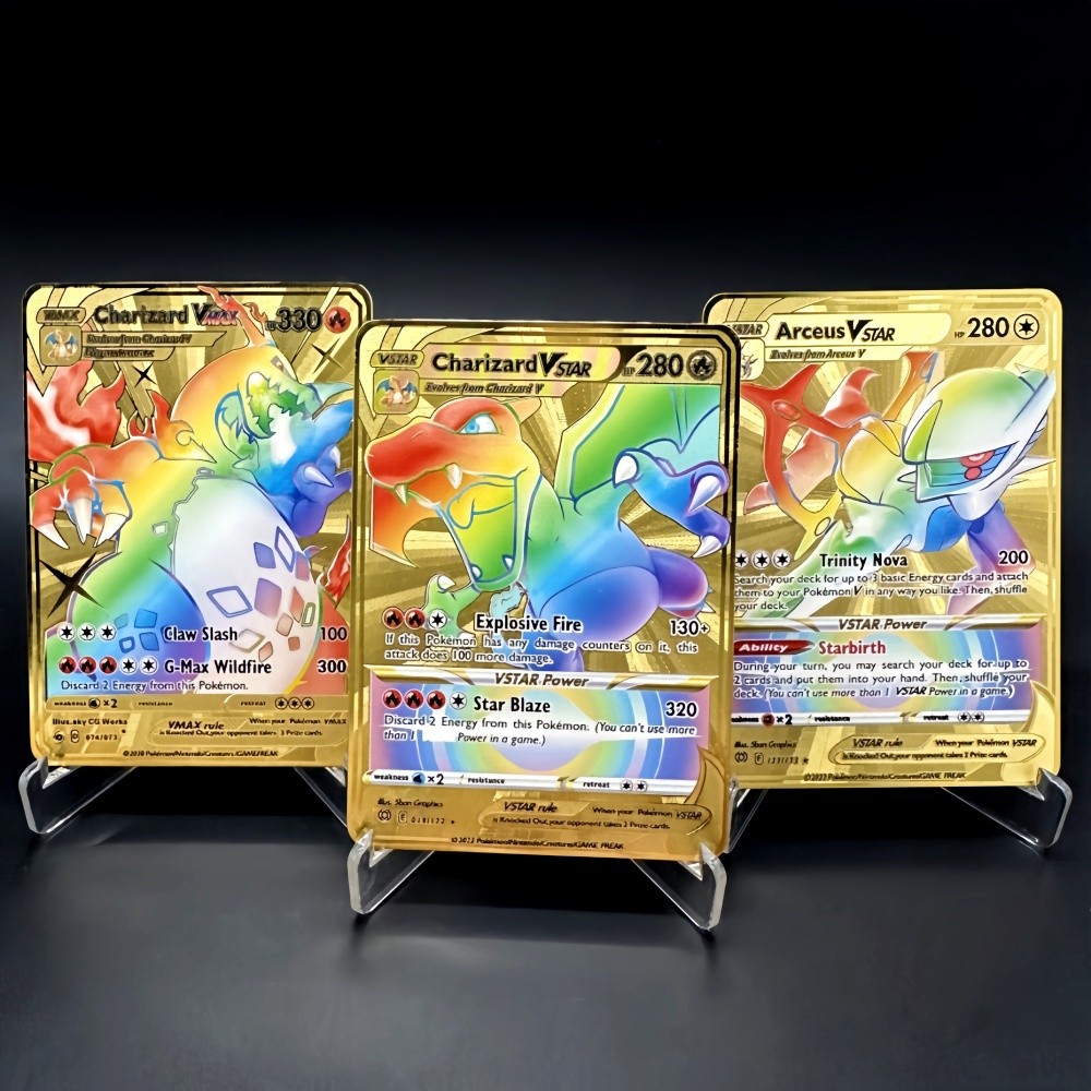 Pokemon Metal Cards Monster Letter Pocket Monster Arceus Iron Card Mewtwo Gx Charizard Vmax Toy