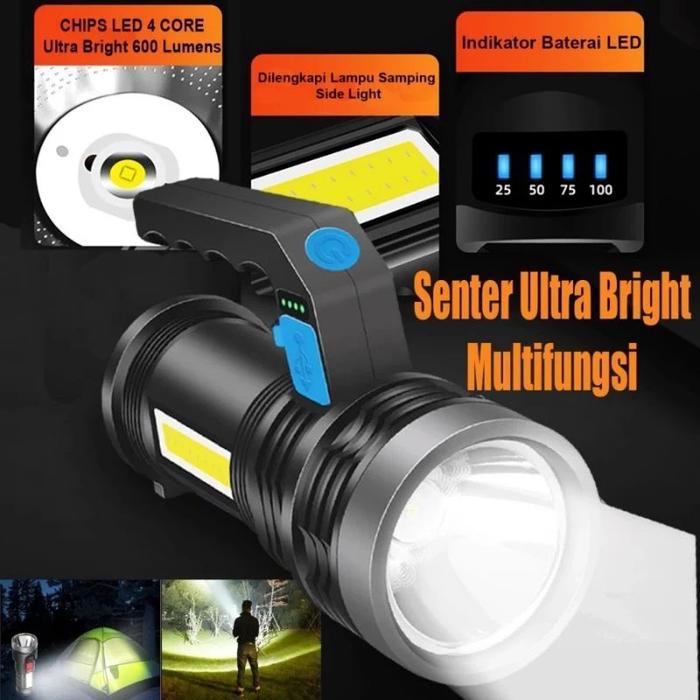 Eiger Summitadventure - Senter Led Cob Jarak Jauh Senter Camping Gagang / Senter Outdoor 4 Led Cob