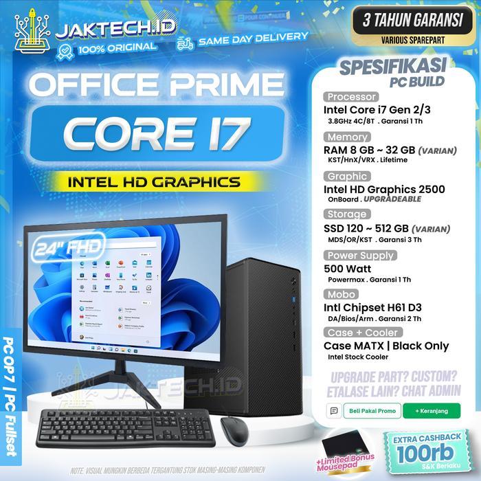 PC Rakitan Core i7 Paket Office Lengkap / 8GB / SSD / CPU Komputer Admin Online Shop Editing Desain