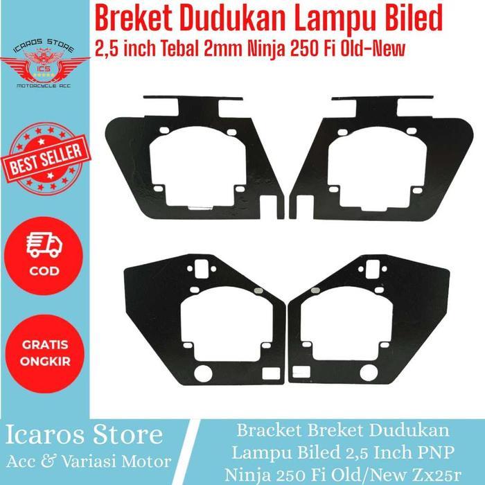 ICS Breket Lampu Biled AES WST Projie 2,5 inch PNP NINJA 250 Fi Old Ninja 250 Fi New Aksesoris Motor