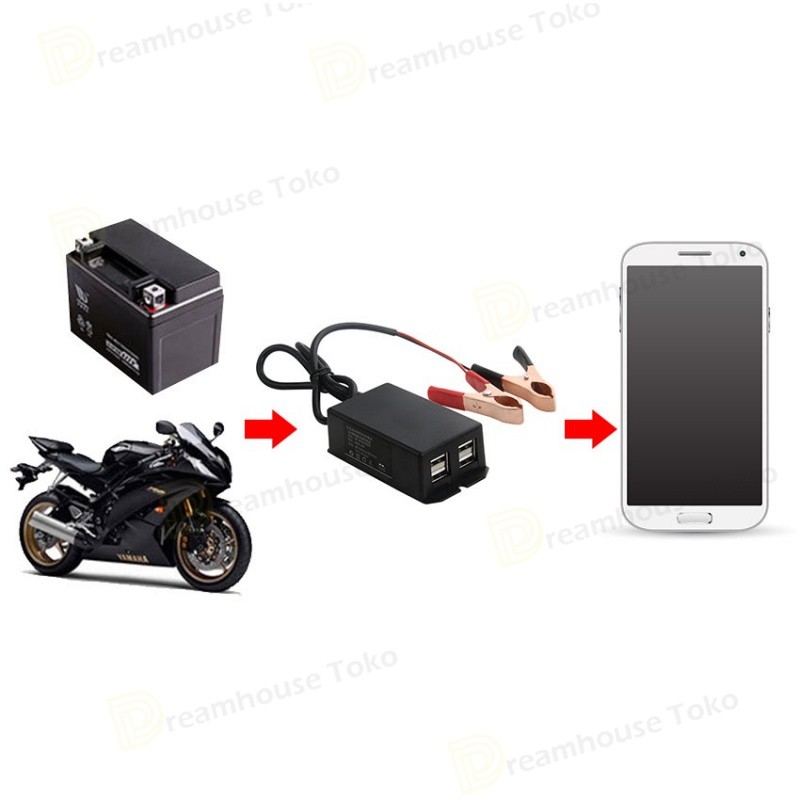 4 USB Charger Aki di Motor - Sambungan Charger HP ke Aki Motor - Casan HP di Motor - Charger Motor