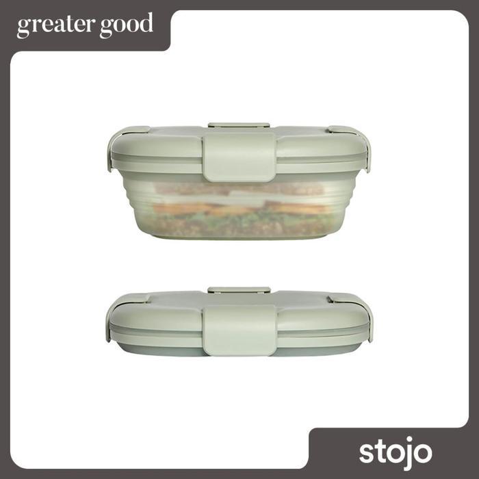 Stojo - Collapsible Food Box in Translucent Sage 24 oz, 700 ml / Kotak Makan Silikon Lipat Travel