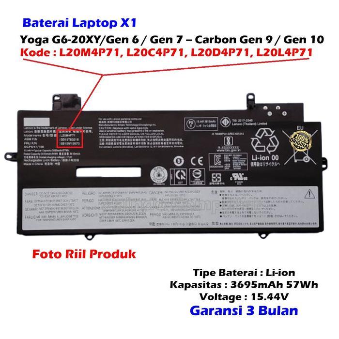BATERAI L3NOV0OO TH1NKP4D X1 YOGA G6-20XY - YOGA GEN 6 - YOGA GEN 7- CARBON GEN 9 CARBON GEN 10 X1