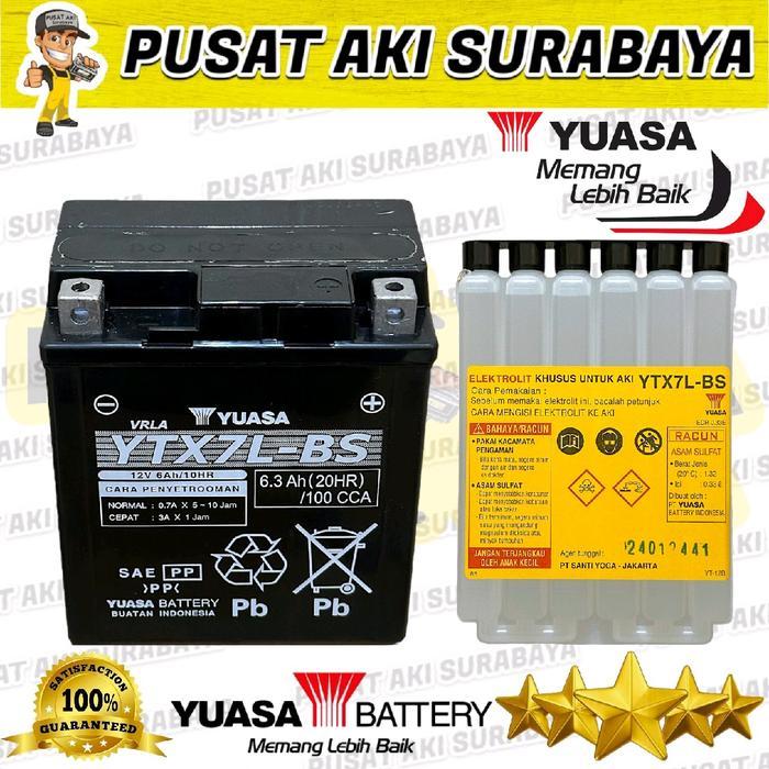 Promo Aki Yuasa Ytx7L - Bs Accu 12 Volt 6 Amper Sepeda Motor Lx 150 Liberty Dtracker 250 W 175
