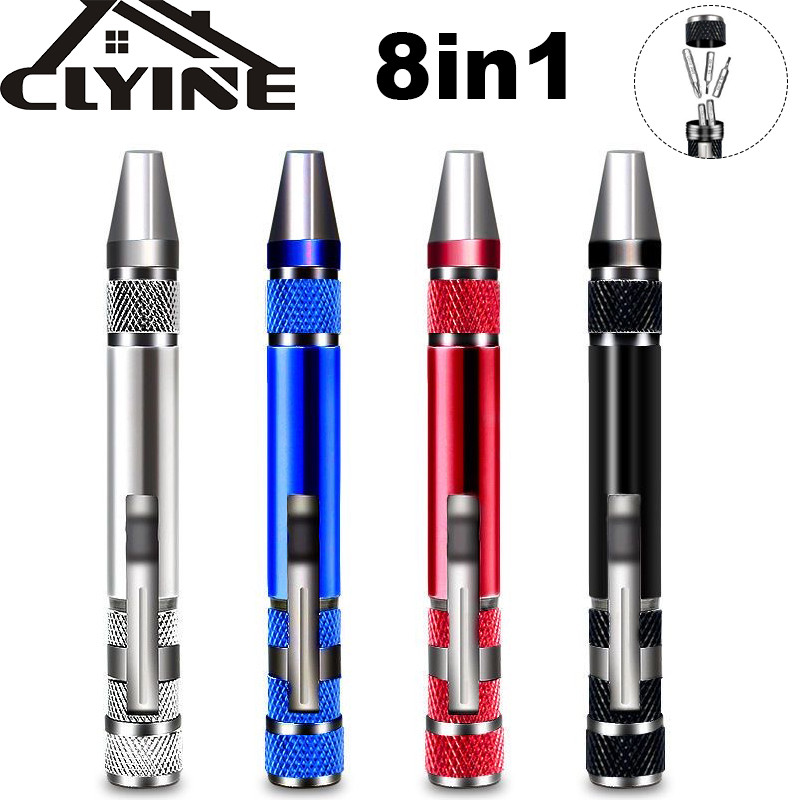 Multifunction 8 In 1 Pocket Precision Mini Screwdriver Pen Mobile phone Repair Hand Tools Kit Portab