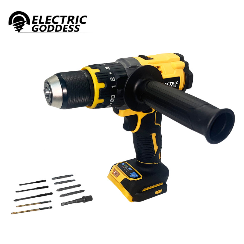 13mm 1650RPM cordless impact drill with 10 bits, brushless motor, lithium electric drive, suitable f
