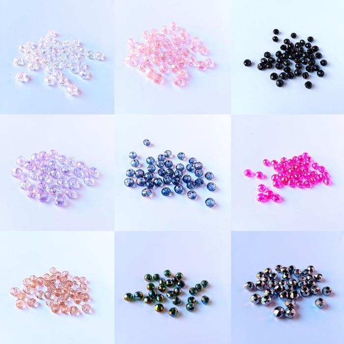 kristal ceko bulat manik payet kristal beads ukuran 4 mm per 50 pcs crystal manik tempel kristal