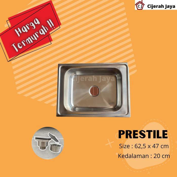 PRESTILE Bak Cuci Piring Stainless Tebal Dalam Kotak + Afur / BCP Kitchen Sink