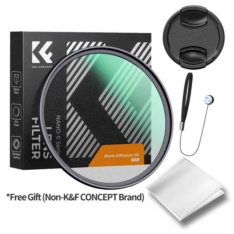 K&F Black Mist Diffusion Lens Filter C 1/2 1/1 1/4 1/8 Blcak Mist Filtro 58mm 67mm 77mm 82mm K&F