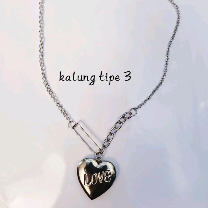 kalung rantai dobble layer liontin custom foto tipe 3 dengan desain love heart kalung tipe 3