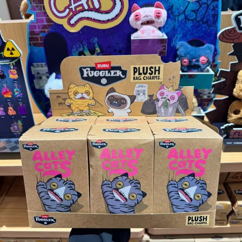 Hot Authentic Fuggler Alley Cats Plush Bag Charms Series Quirky Blind Box Keychain Stylish
