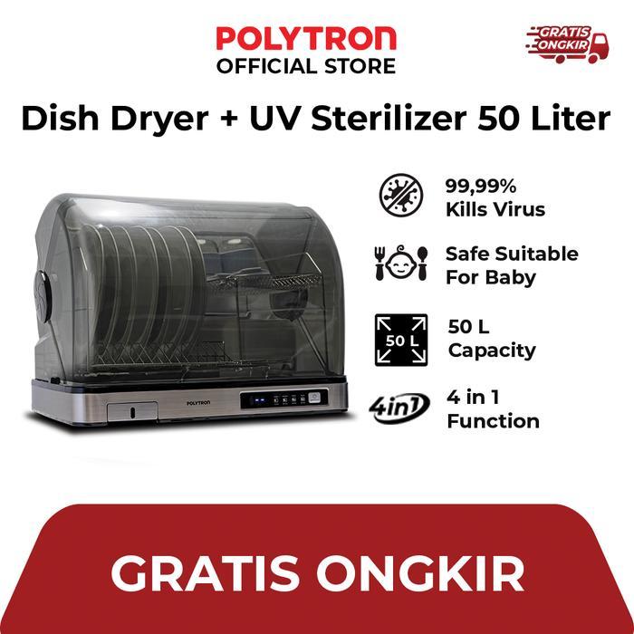 POLYTRON Kitchenmate Dish Dryer UV Sterilizer Botol Bayi Rak Pengering Piring 50 Liter - PDD 501UV