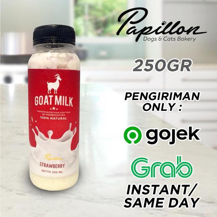 [100% Manjur] Susu Kambing Strawberry 250 Ml - Papillon Susu Kambing Untuk Hewan Dengan Buah