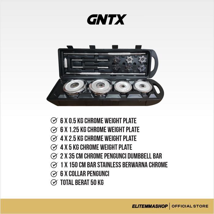 Ready Genetix Fit Chrome Dumbbell Set 50Kg Alat Fitness Barbell Dumbbell, Dumbbell Set, Barbell Set,