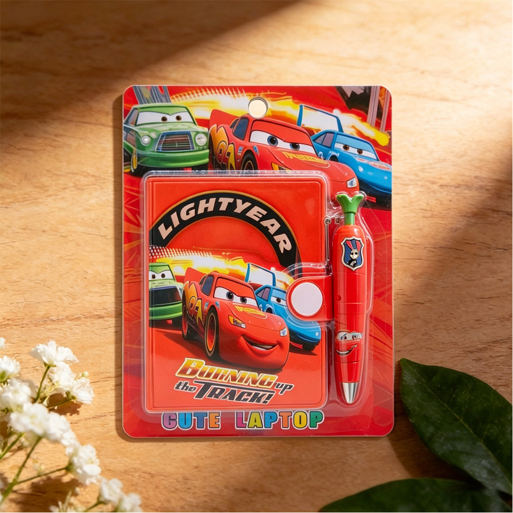 2026 Disney Pixar Cars 3 Lightning McQueen Cartoon Pocket Book Cute Mini Notebook Student Pen