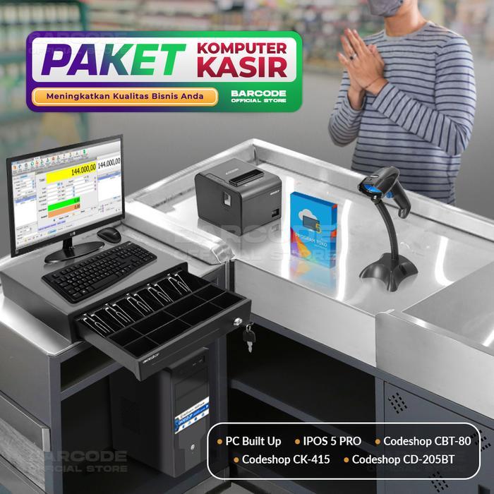 Paket Komputer Kasir + Ipos 5 Pro + Codeshop CD205BT + CBT80 + CK415