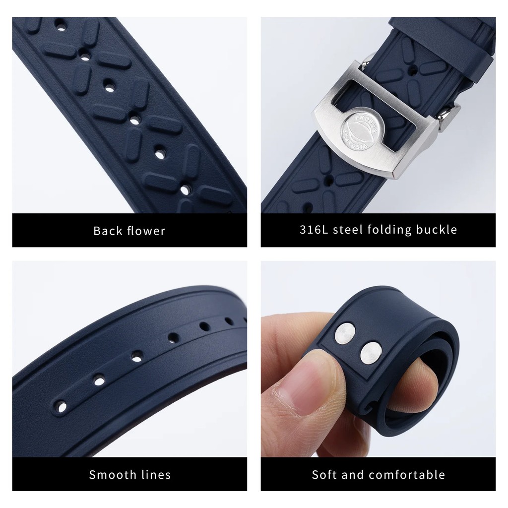 Quick Release FKM Fluorine Rubber Watchband 21mm For IWC Strap Pilot Portofino/Mark 20 18 17 Series