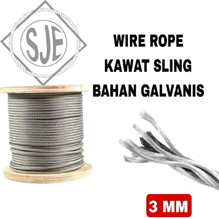 Terlaris - Sling baja 3mm/kawat baja 3mm/seling baja 3mm/bahan galvanis