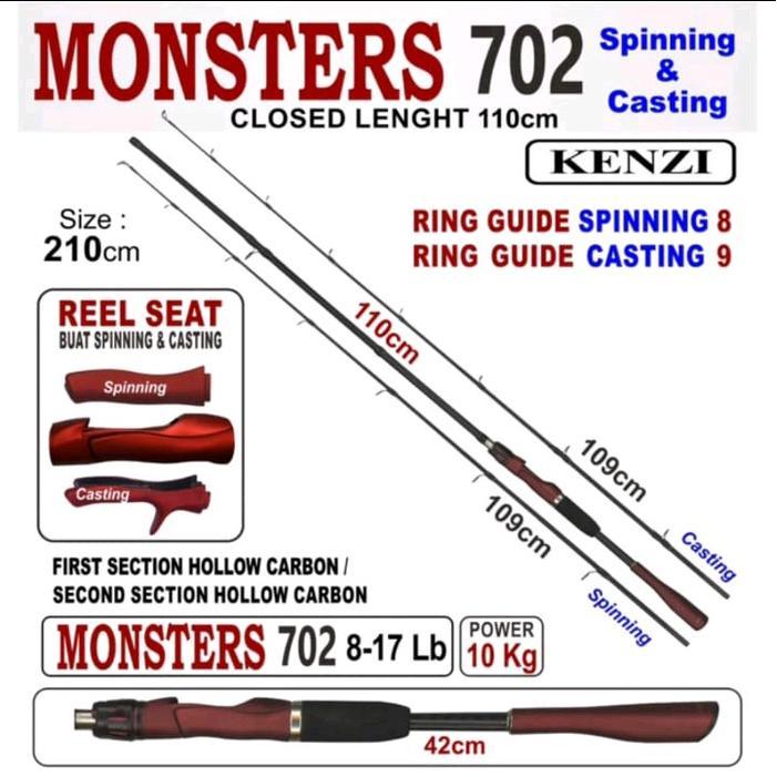 JORAN KENZI MONSTERS 602 702 SPINNING BAITCASTING OH 8-17lbs - Panjang 180 cm Ukuran 8-17 lbs