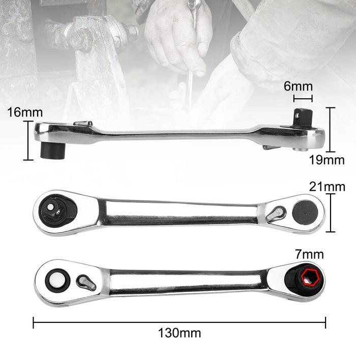 Mini Ratchet Socket 2 In 1 Sp / Kunci Sok 6.35Mm Pas Ring L -Gratisongkir