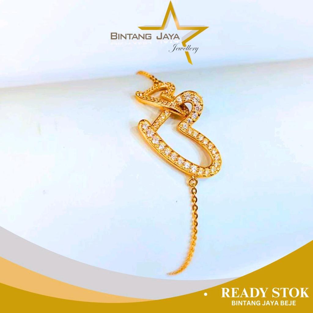 Gelang Emas Rantai Elly Love Mata Putih - Kadar 16K - Berat 3,08gr - Size 18.5 SERUT - Model serut y