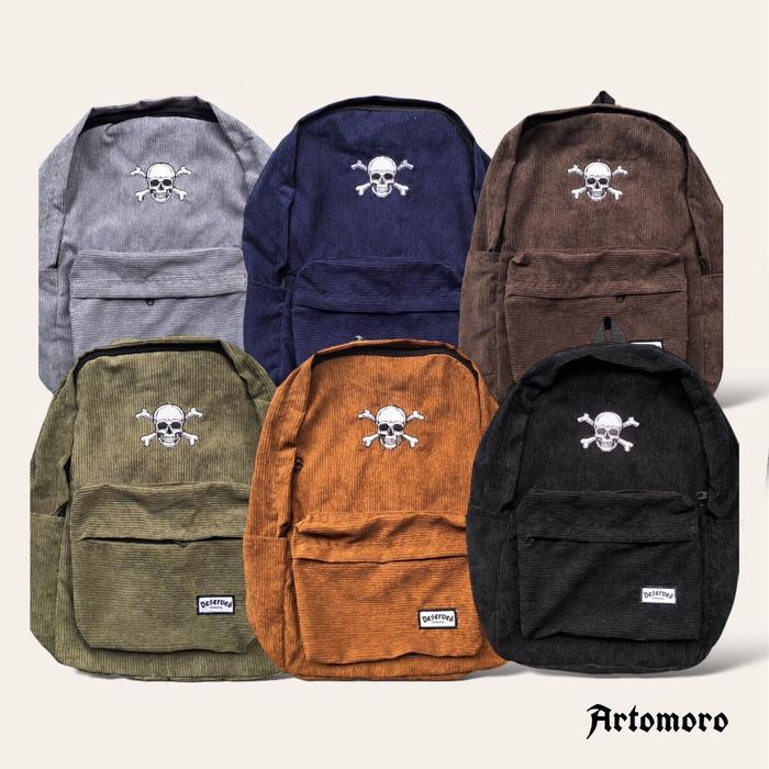 tas ransel corduroy backpack corduroy tas sekolah pria wanita ransel