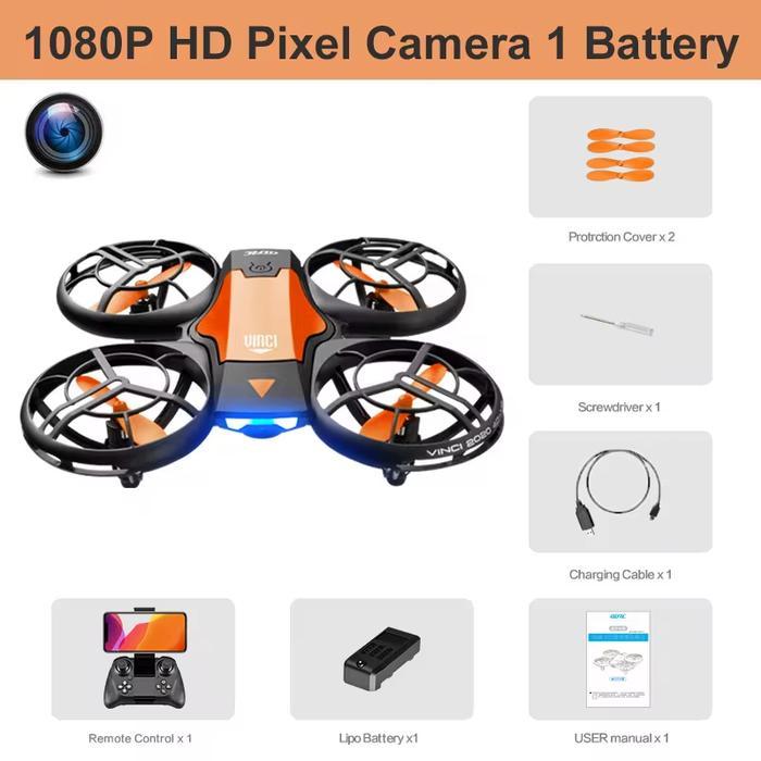 Sale- V8 Mini Reaction Drone 6K Kamera Ganda Hd Motor Sikat Cerdas Abu-Abu Hitam Mainan Pesawat