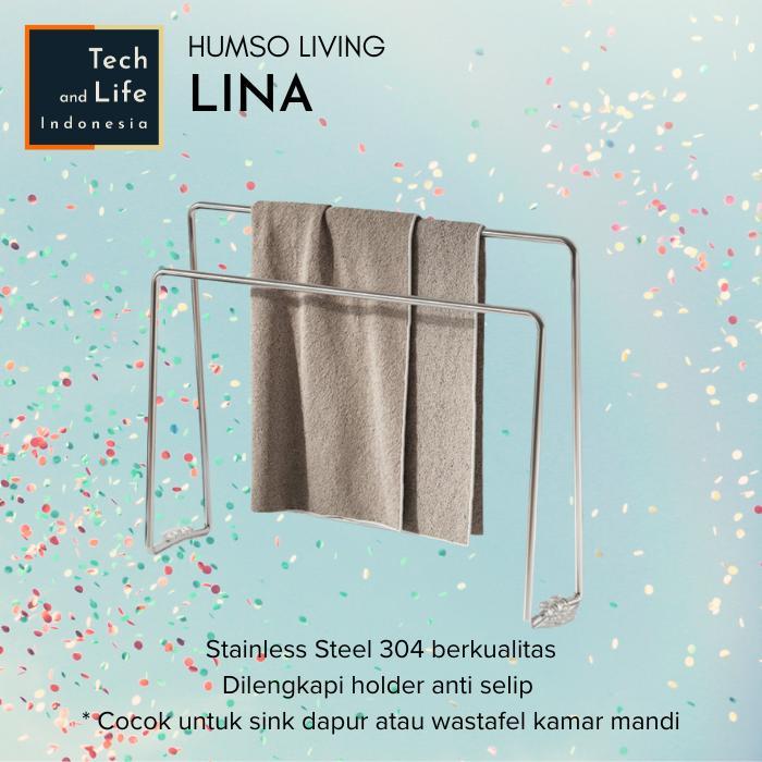 Rak Jemuran Kain Lap Serbet Dapur Meja Gelas Piring Handuk Kecil Kamar Mandi HUMSO LINA Stainless